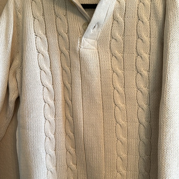 EUC Eddie Bauer size M men’s sweater button knit beige long sleeve - Picture 4 of 6